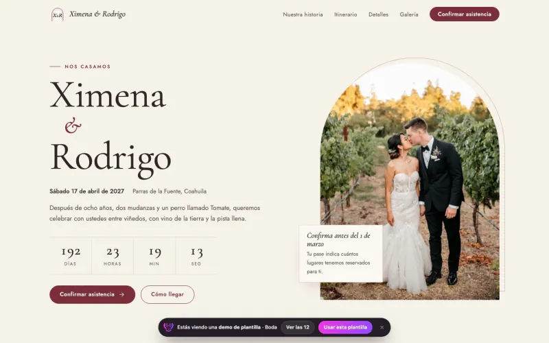 Plantilla web para boda