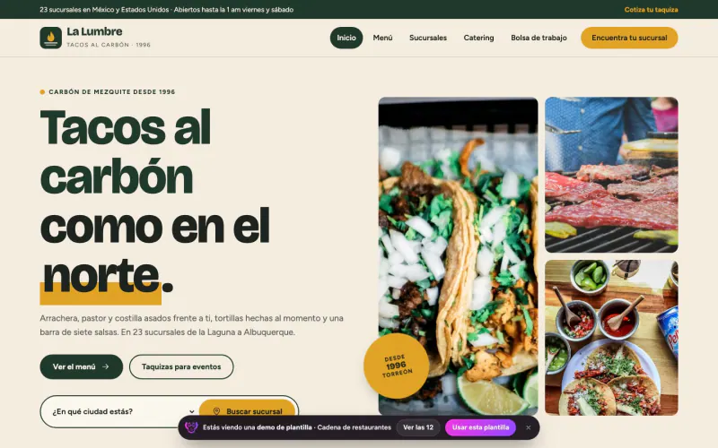 Plantilla web para cadena de restaurantes