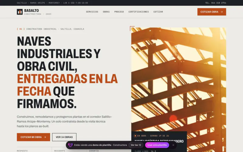 Plantilla web para constructora