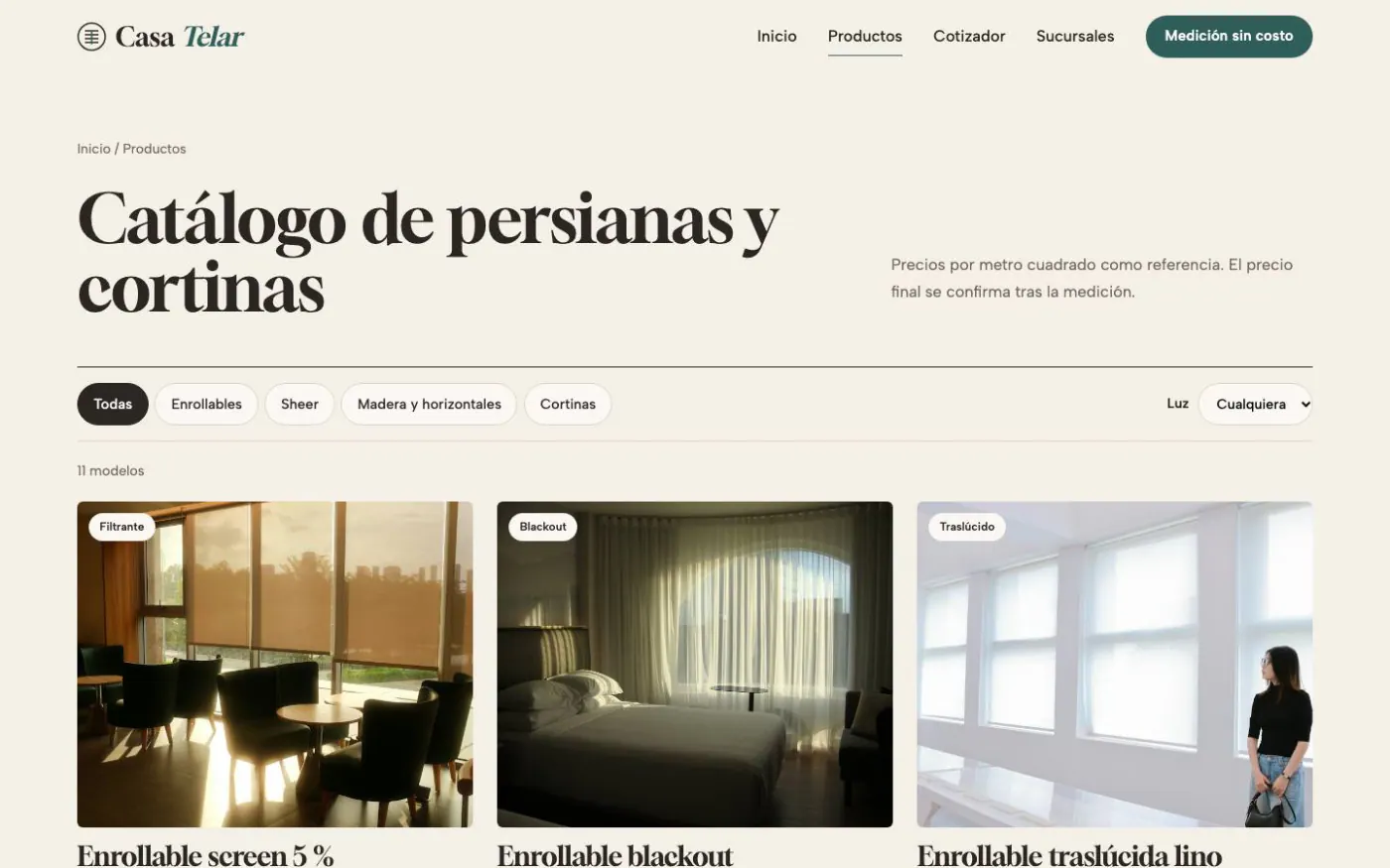 Productos de la demo Casa Telar en escritorio