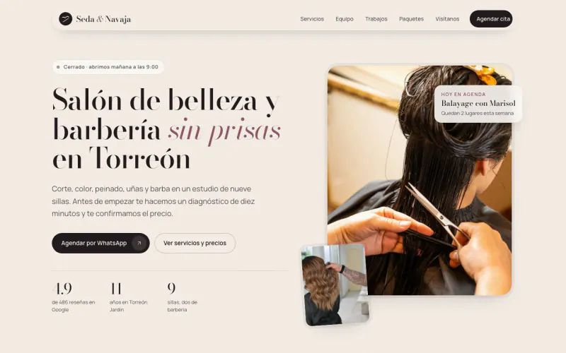 Home page of the Seda & Navaja demo on desktop